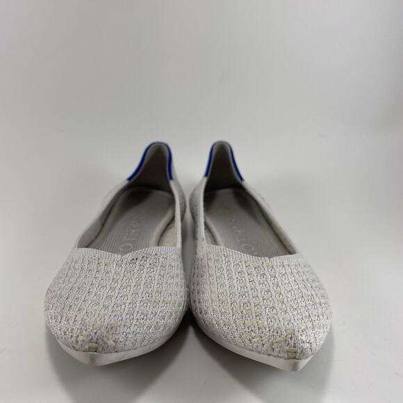 Rothy’s The Point Pointed Toe Flats Womens Size 5.5 White Salt Honeycomb Rothys - Picture 2 of 9